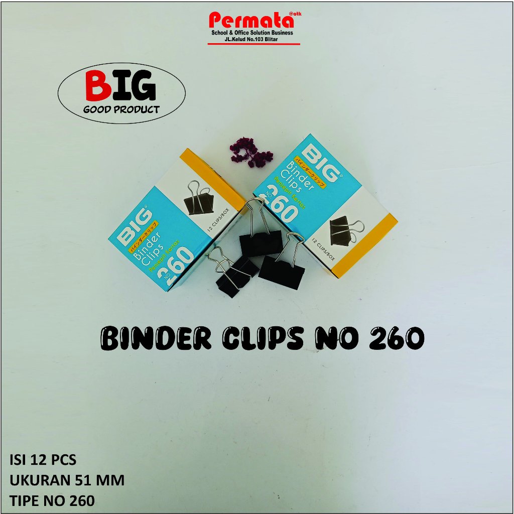 

Binder Clip Penjepit Kertas BIG No 260 Ukuran 51 MM Isi 12 Pcs