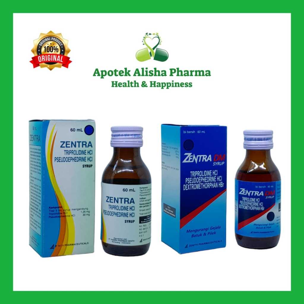 Zentra Sirup / DM Syrup 60ml Obat Batuk Kering / Flu Pilek Anak / Jentra / Sentra