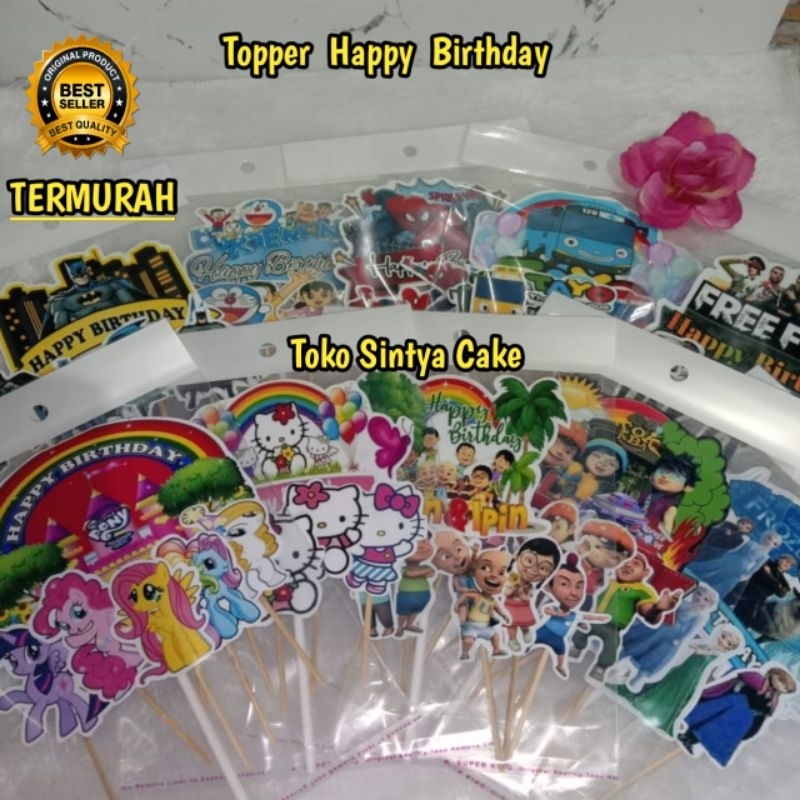 Topper Happy Birthday Karakter / 1 Set Topper Happy Birthday Karakter Murah