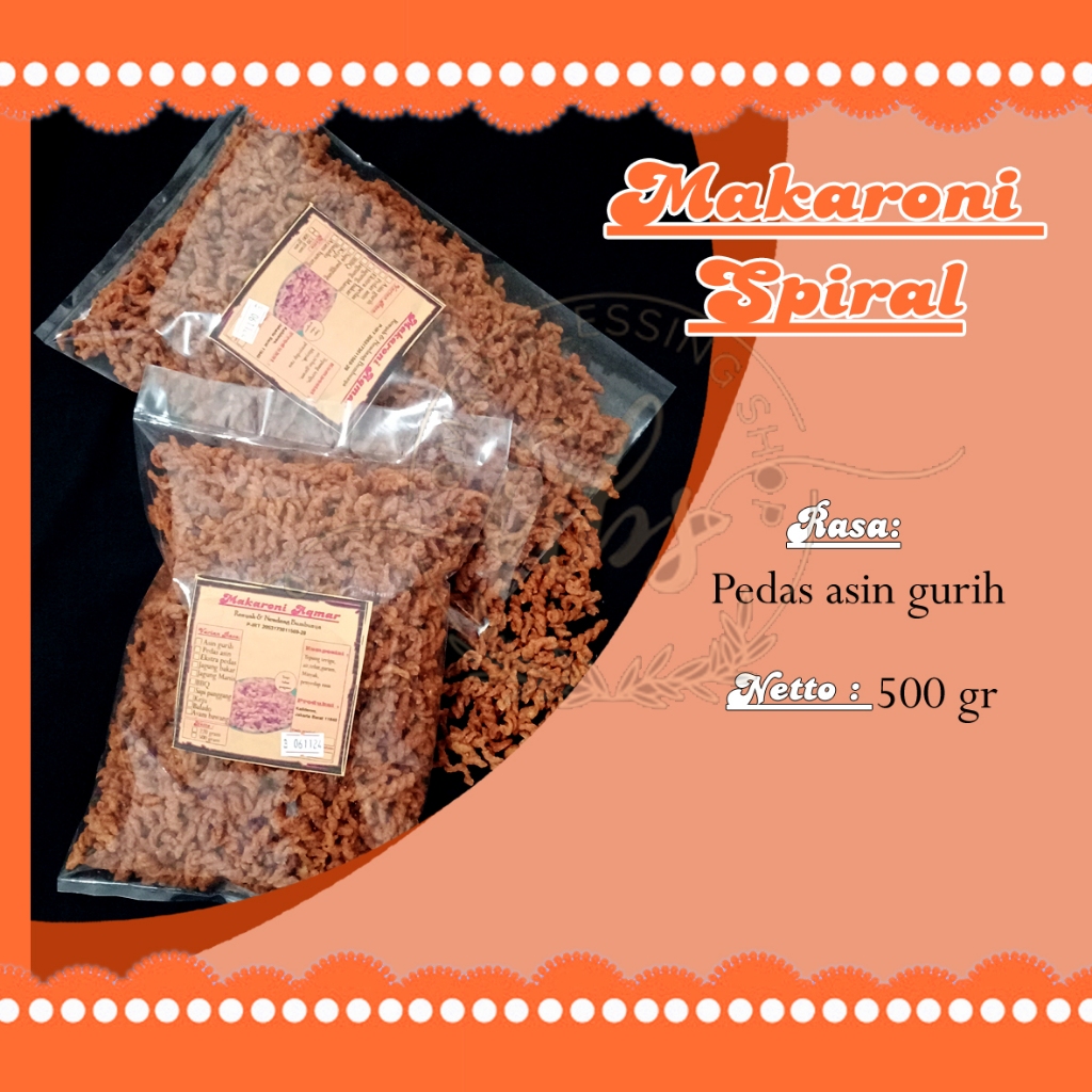 

makaroni spiral pedas asin kiloan 500 gram / macaroni bantat