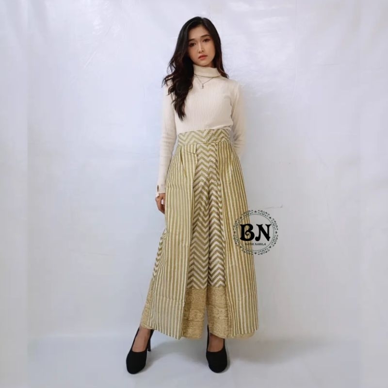 Celana Kulot Batik Wanita Panjang Layer Tumpuk Kerja Kantoran Formal Santai Outfit Kondangan