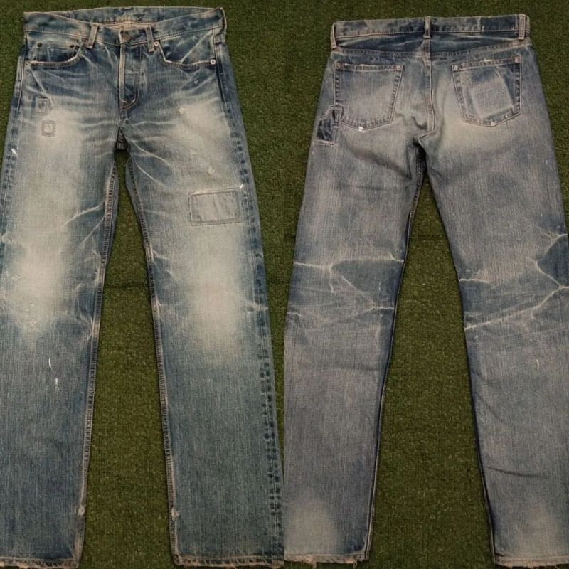 Domingo Japan Raw Denim Distressed Ripped Celana Jeans Washed no Vanquish Iron Heart