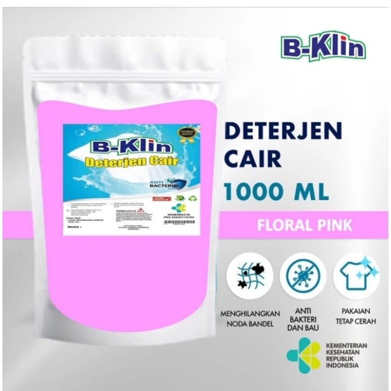 DETERJEN CAIR LAUNDRY REFILL POUCH 1 LITER (FLORAL PINK, BLUE, YELLOW)- BKLIN