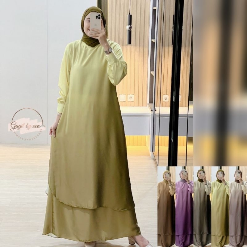 (x8) GAGIL SAMIRA  Baju Setelan Rok Gradasi Samira Setrok Gagil by Ova. Nazra Sha