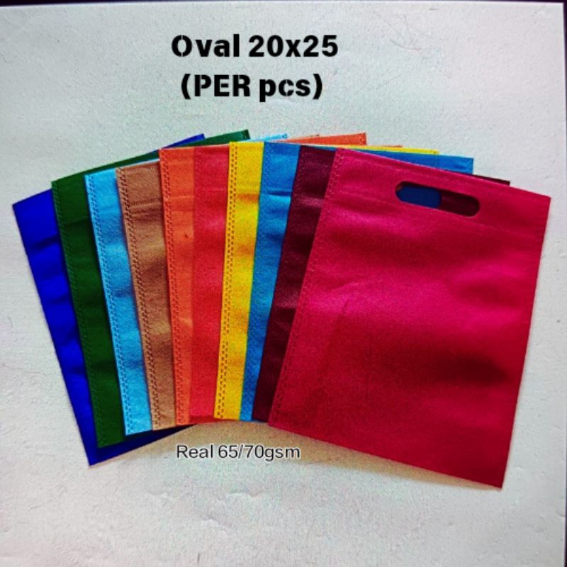 

{HARGA PER PCS}Tas Goodie Bag Spunbond Oval undangan press 20x25 sATuAN hEMaT