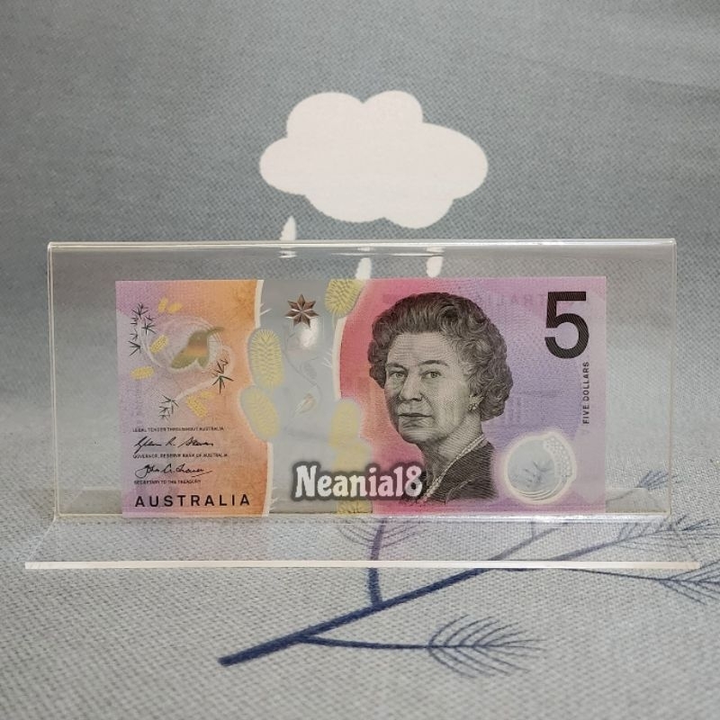 Akrilik Tempat Uang Pajangan Hiasan Australia 5 Dolar Polymer