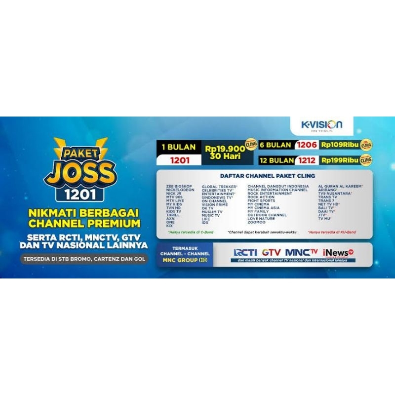 paket voucher cling k-vision 1 dan 6 bulan