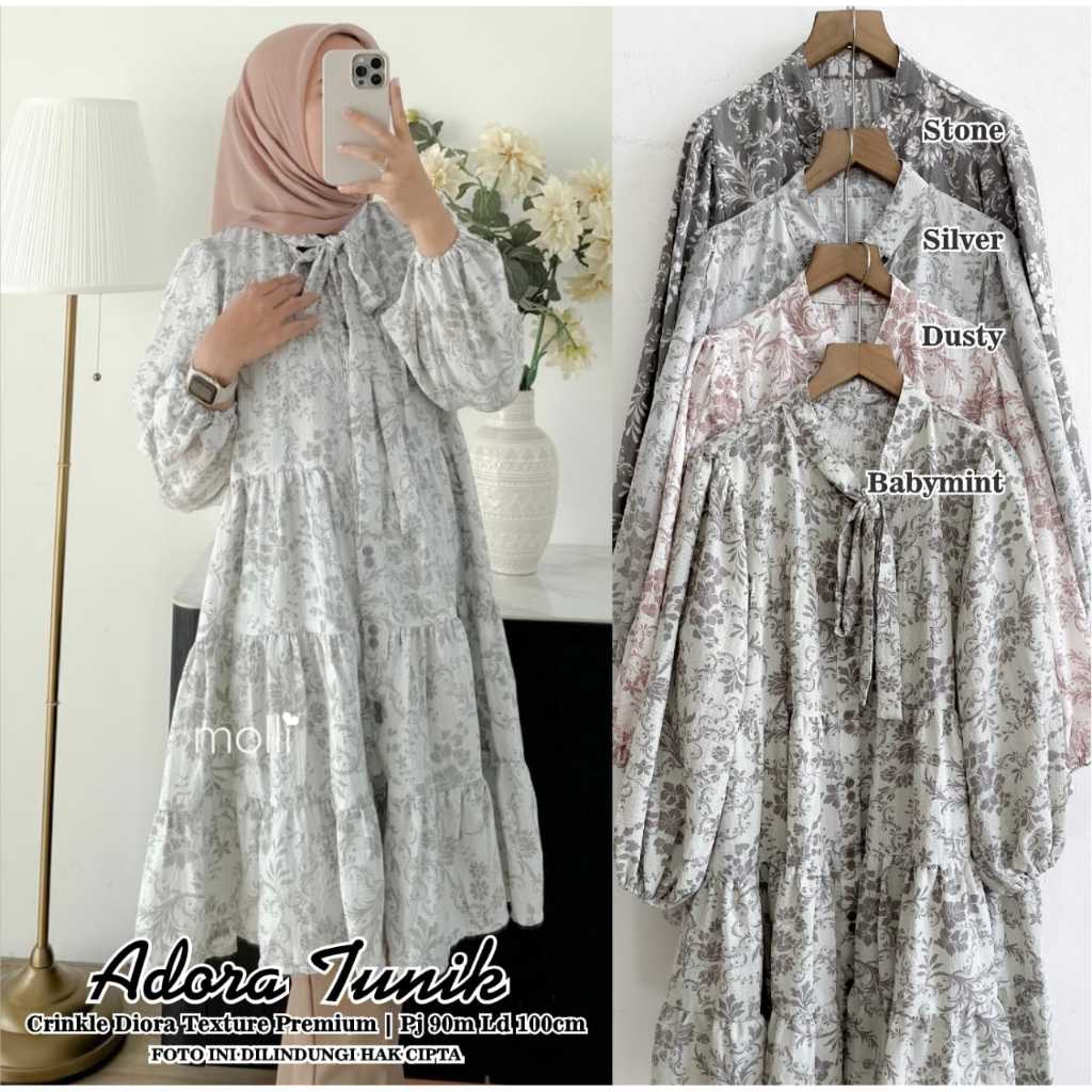 tunik crinkle motif bunga tie dye premium Original Molli