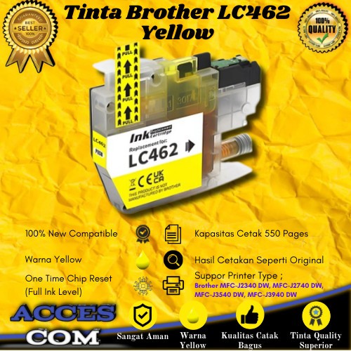 Cartridge Tinta Compatible Brother LC462 LC 462 Yellow Printer MFC-J3540DW, MFC-J2740 DW, MFC-J3540 