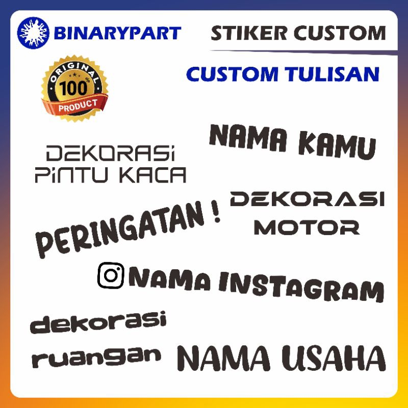 

Stiker Custom Tulisan Anda (Dekorasi Nama IG, Nama Usaha, DLL)