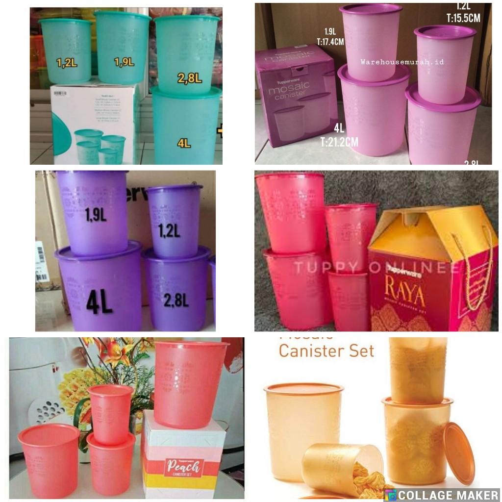 mosaic canister set tupperware toples set bulat