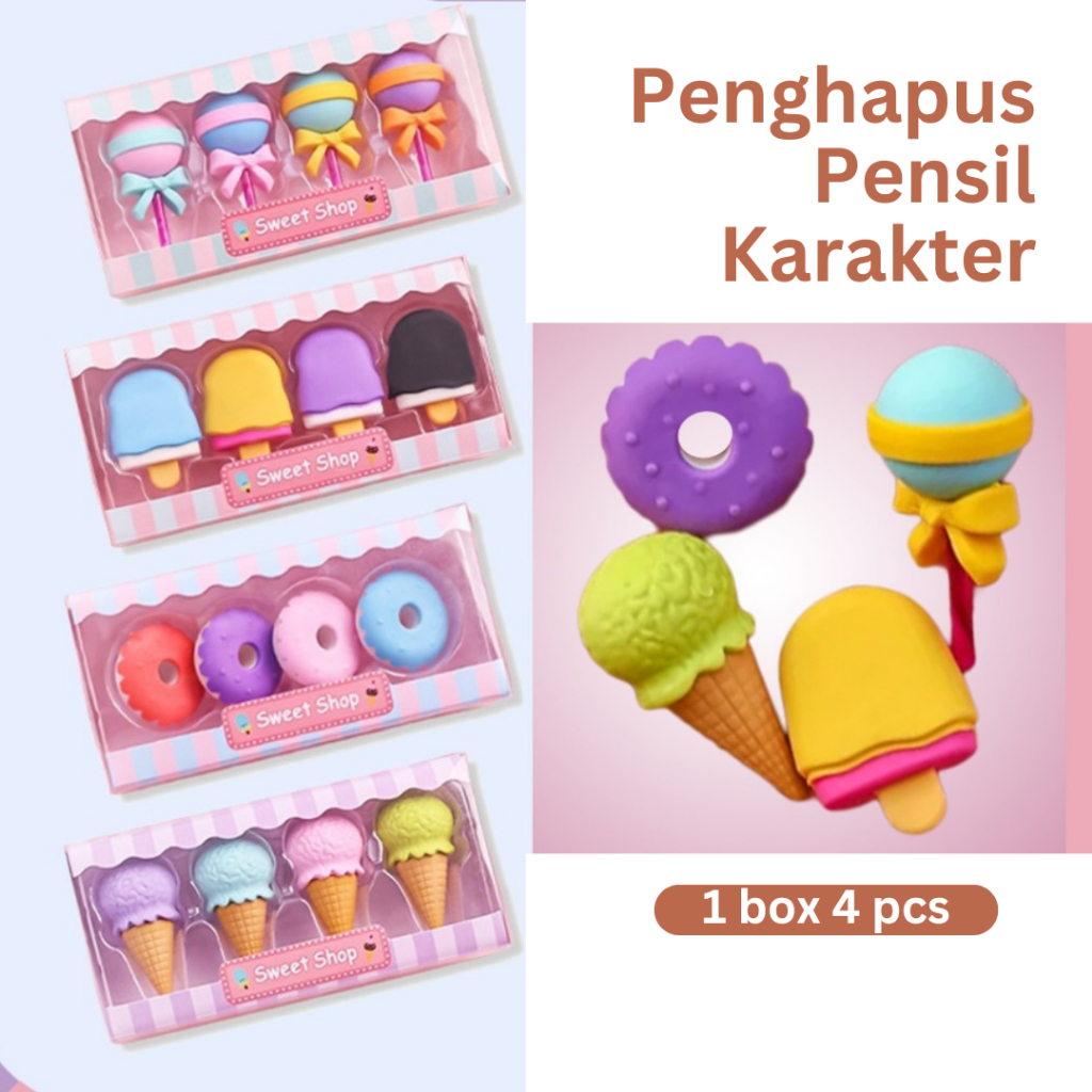 

Penghapus Pensil Karakter Lucu 1set 4 in 1