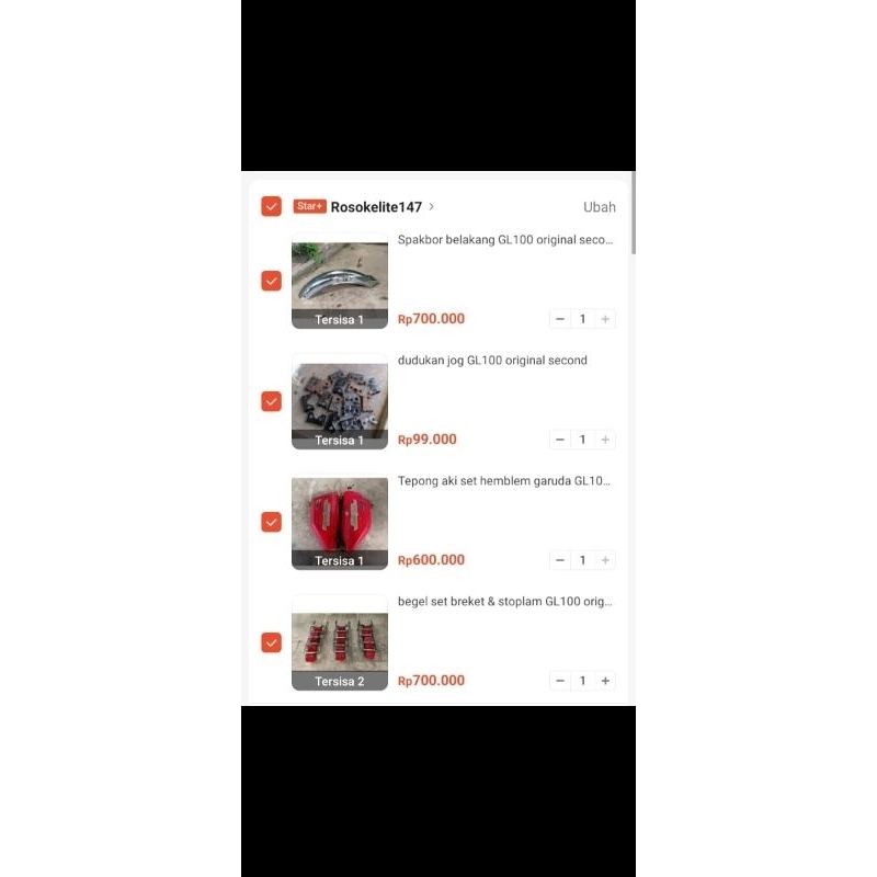 begel, dudukan jog, slebor belakang, kempol aku set hemblem GL100 original