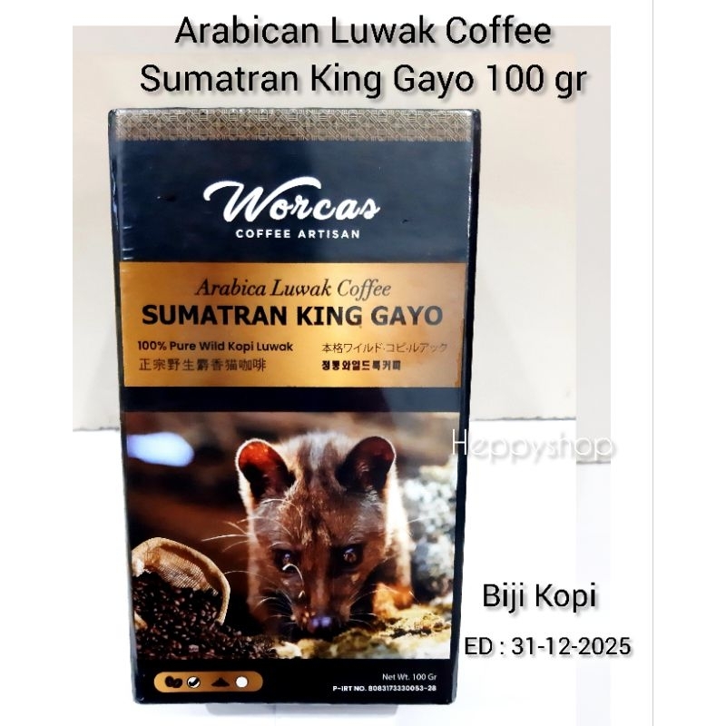 

Kopi Luwak Worcas, Arabican Luwak Coffee, Sumatran King Gayo 100 gr