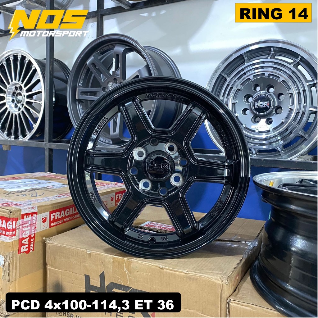 Velg mobil avaza,agya,sigra hsr minas ring 14 lubang 4 hitam glossy