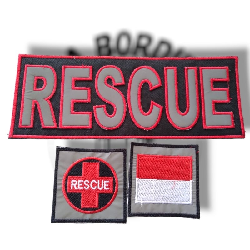 Logo Rescue Bordir Satu Set Perekat
