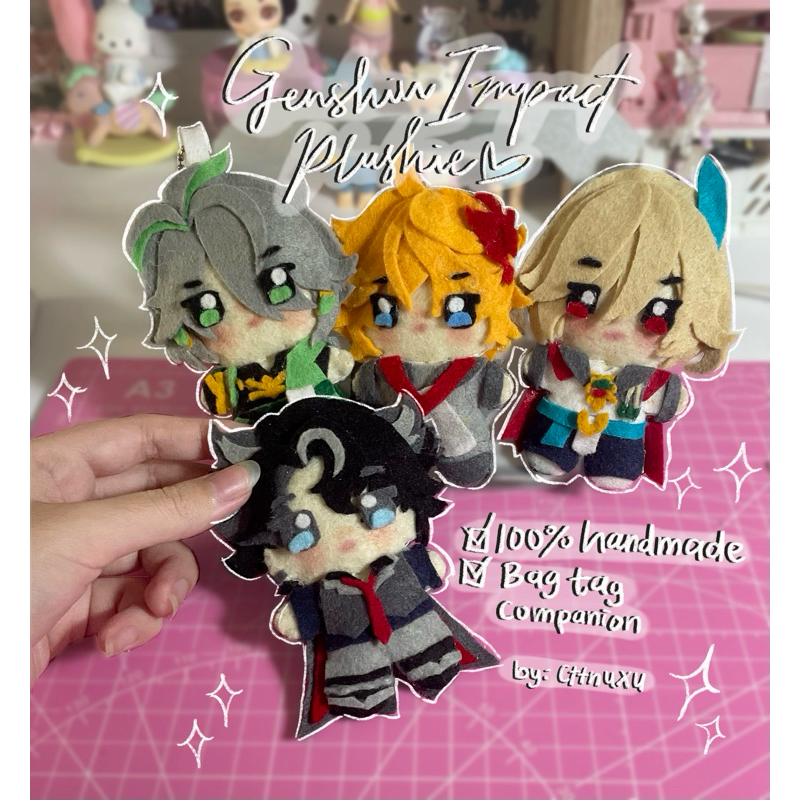 Boneka Genshin Impact plushie doll mini keychain Tartaglia Alhaitham Kaveh Wriothesley handmade