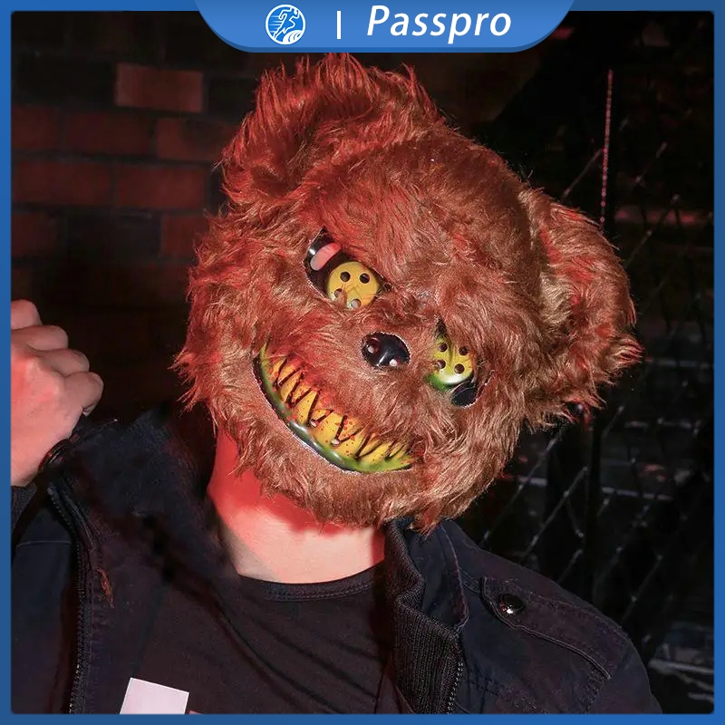 Topeng Beruang Seram Kostum Halloween Berdarah Monster Seram Halloween