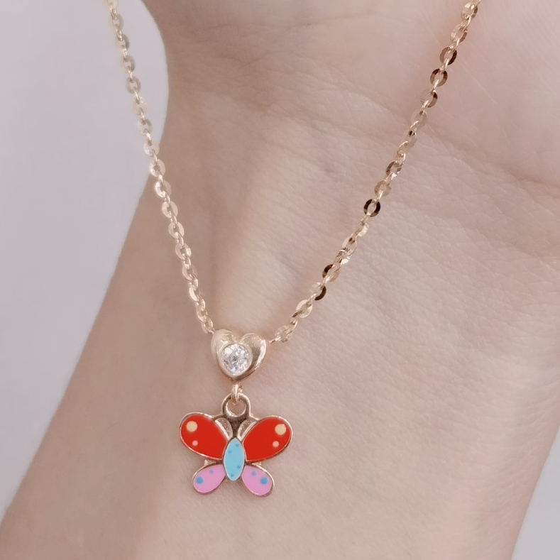 KALUNG ANAK KUPU KUPU MERAH EMAS ASLI NORI LUCU