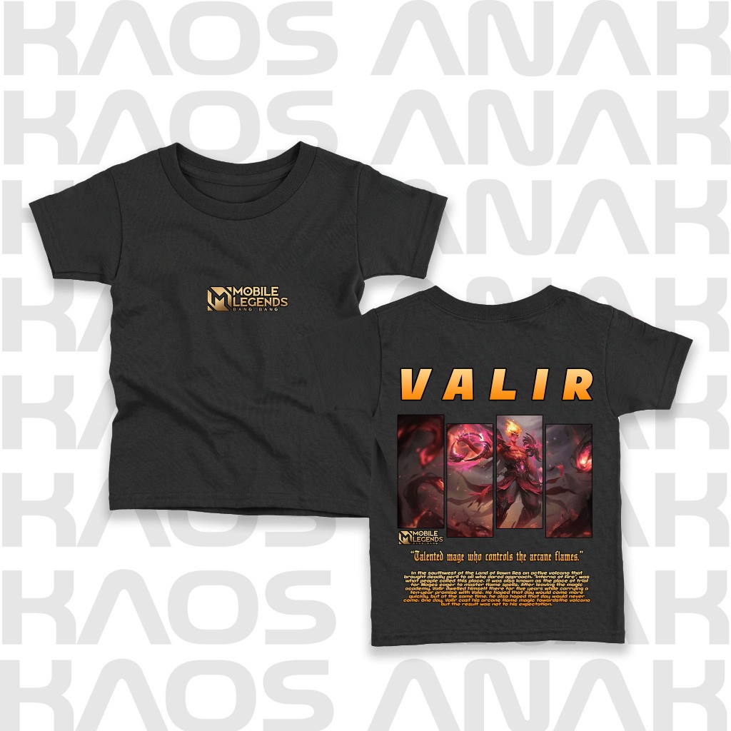 Kaos Anak ML Valir/ Kaos Distro Anak/Kaos Anak Hero ML Keren/Skin ML/Kaos Catton Combad Murah Adem/K