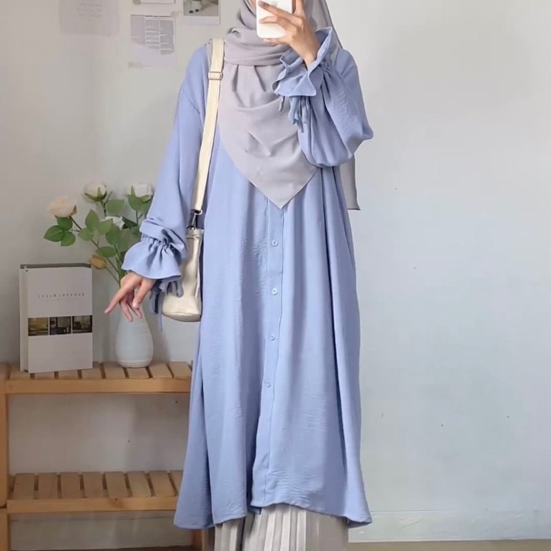 big promo qiana tunik by safalunaku midi dress simple elegant crinkle premium / tunik broken white