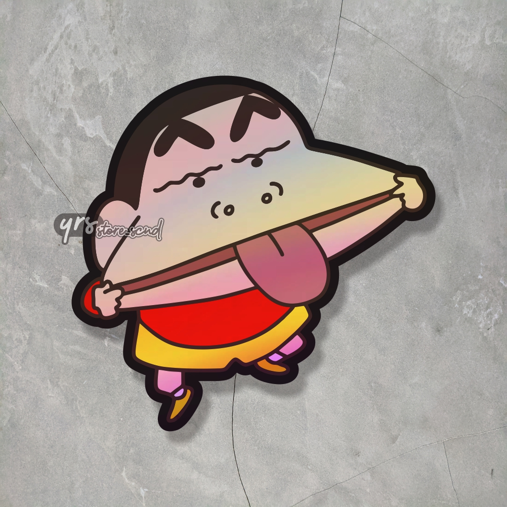 

Stiker Hologram Sinchan Ukuran +- 5,6 - 4 cm Sticker case hp laptop dll anti air