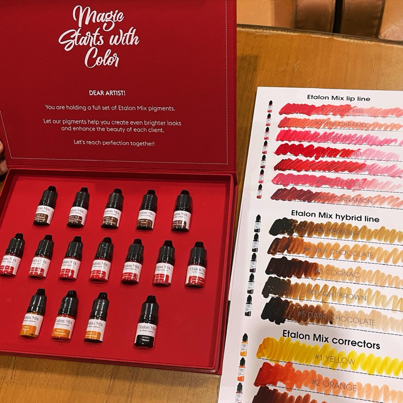 

Etalon mix Pigment Full Set 16pcs/PMU/Pigment/Tinta Sulam/Alis/Bibir/Eyeliner
