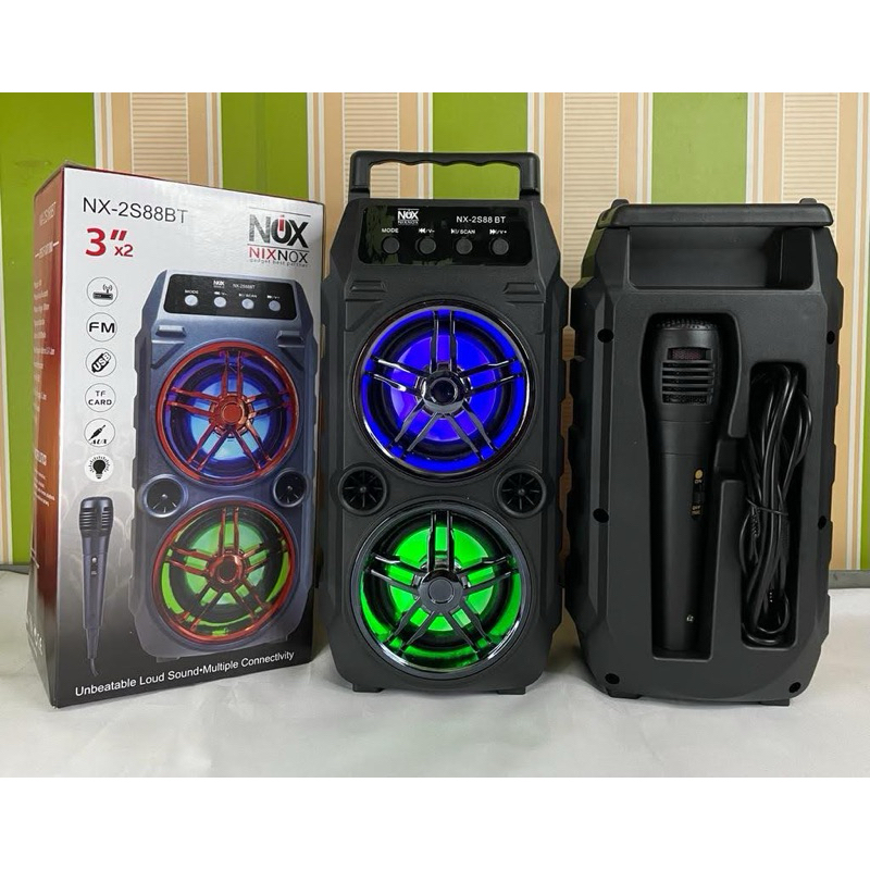 SPEAKER BLUETOOTH FULLBASS NIXNOX NX-2S88BT NX-2S388BT FREE MIC FOR KARAOKE