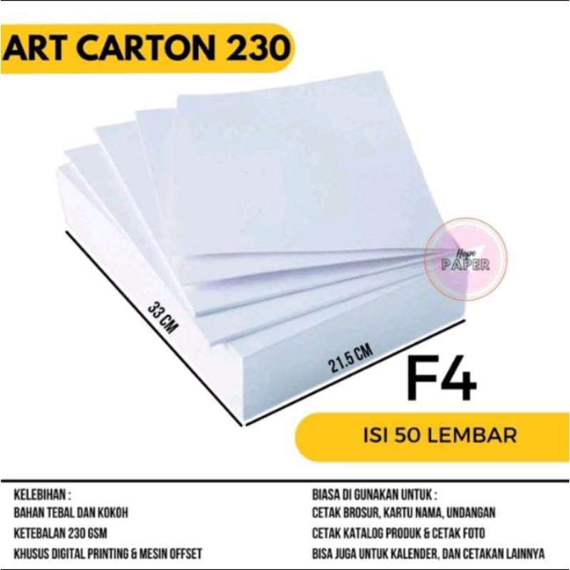 

Kertas Art Paper F4 230 Gsm 50 Lembar