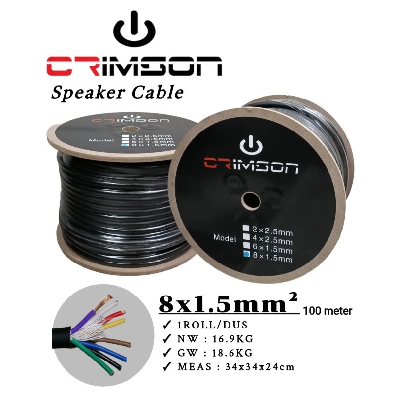 KABEL SPEAKER CRIMSON 8x1,5 SERABUT TEMBAGA HARGA PER 1 METER KABEL ISI 8 8x1.5