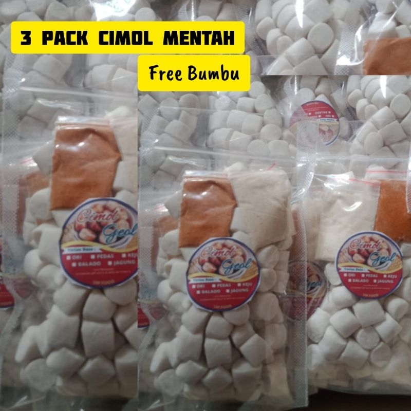 

Paket Cimol 3 Pack Isi 300pcs Cap Geol Khas Jawa Barat Free Bumbu Aci Food