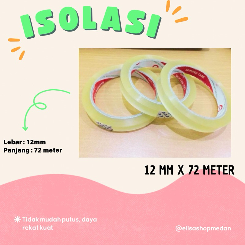 

ISOLASI/Lakbanperekat/SelotipbeningUkuran12mmx72yard