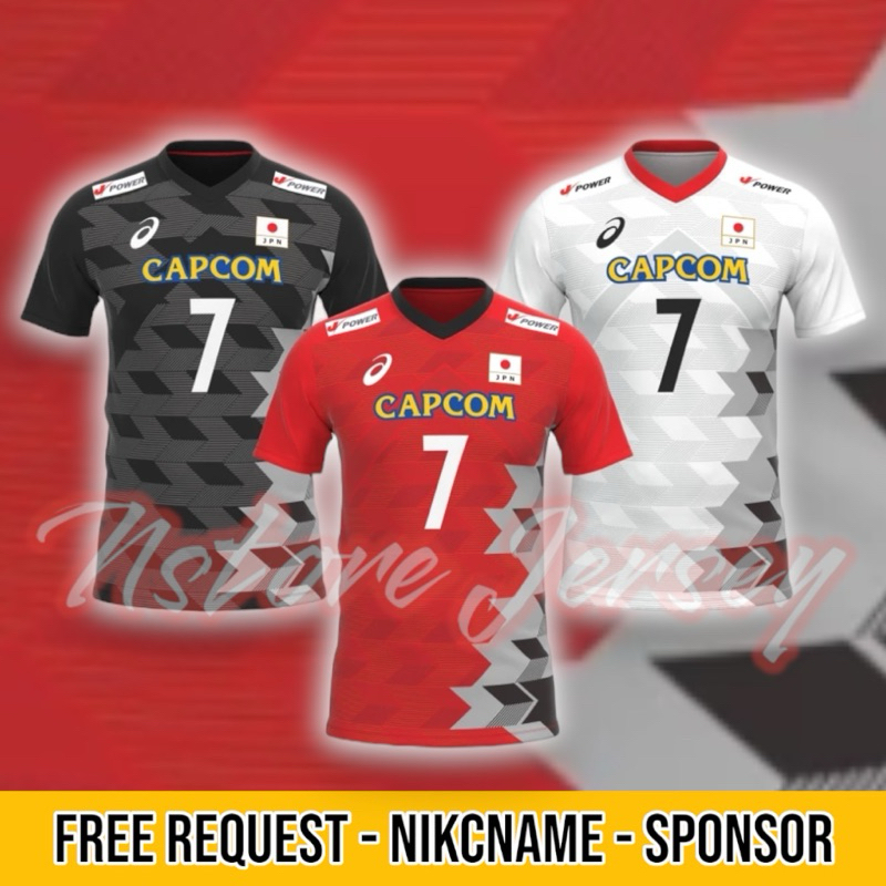 JERSEY BOLA VOLLY / VOLLY BALL TIMNAS JAPAN CAPCOM FREE CUSTOM NAMA / BENDERA TERBARU 2024