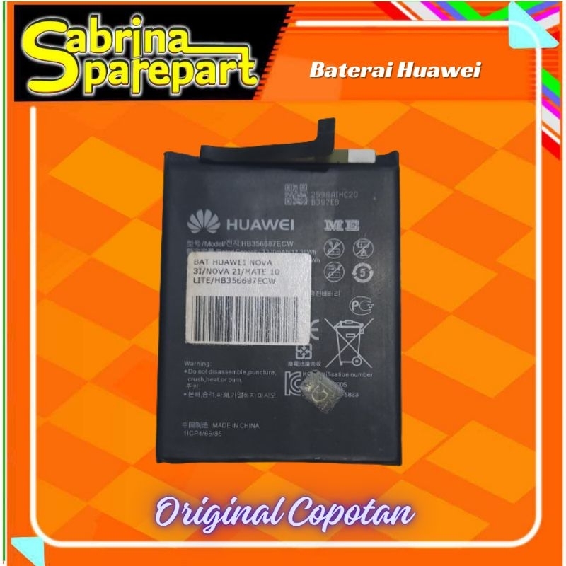Baterai batre Huawei Nova 2i Nova 2 plus Nova 3i P30 Lite HB356687ECW Original copotan