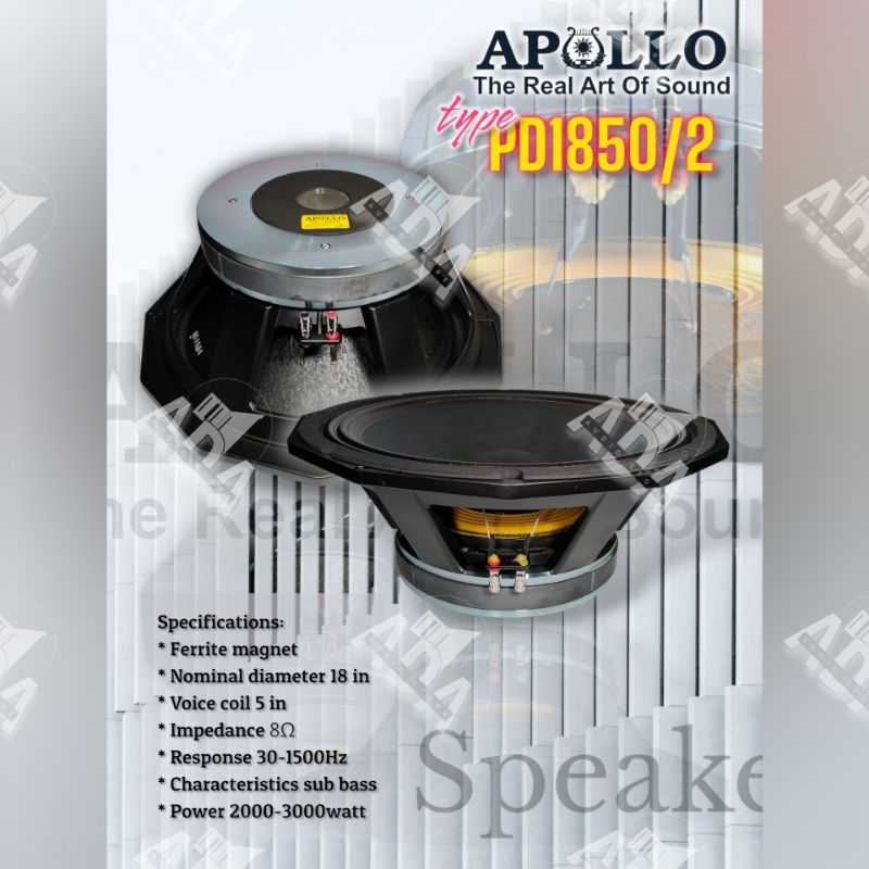 Komponen Speaker 18 IN APOLLO PD1850/2 PD Stiker Kuning 1850 Grade S Super 2000W VC5