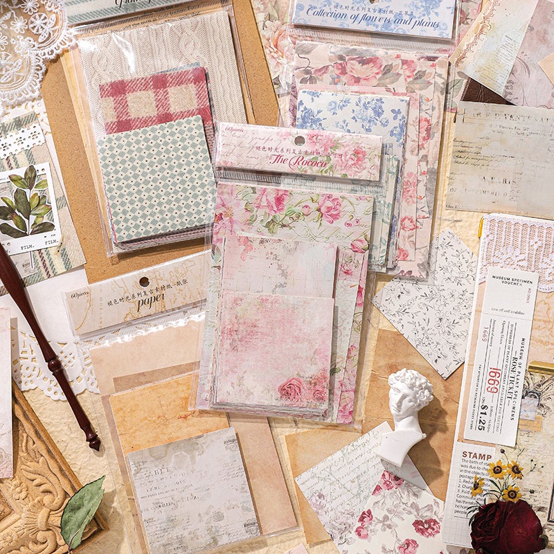 

60pcs (1 Pack) Kertas Hias Jurnal Vintage Journal Seri Memudar Waktu Scrapbook Retro Journal