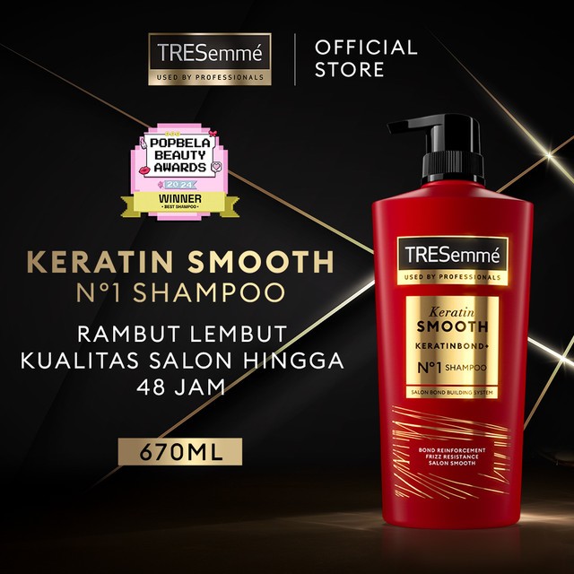 Tresemme Shampoo Keratin Smooth Rambut Lembut 48 Jam* With Hydrolyzed Keratin 670Ml