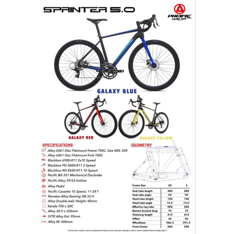SEPEDA BALAP ROADBIKE PACIFIC TRACTOR 7.0 / 5.0 / SPRINTER 5.0 BNIB FRAME ALLOY SALE MURAH SURABAYA 