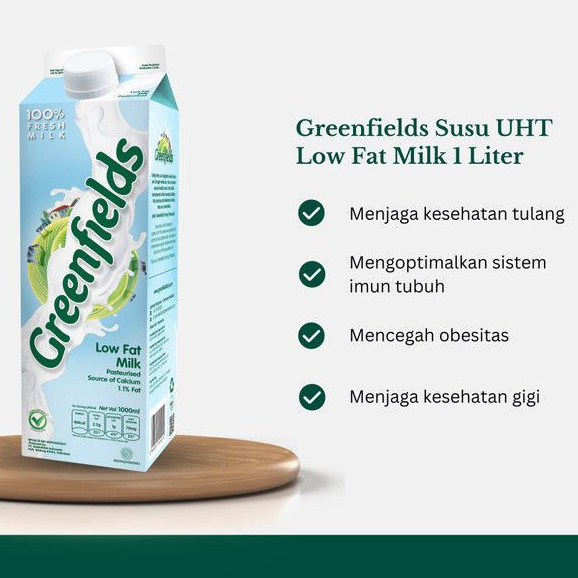 

GREENFIELDS UHT LOW FAT 950ML SUSU RENDAH LEMAK KAYA NUTRISI