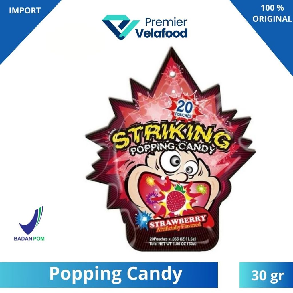 

[HALAL] STRIKING POPPING CANDY STRAWBERRY I PERMEN MELETUP-LETUP I 20 SACHET