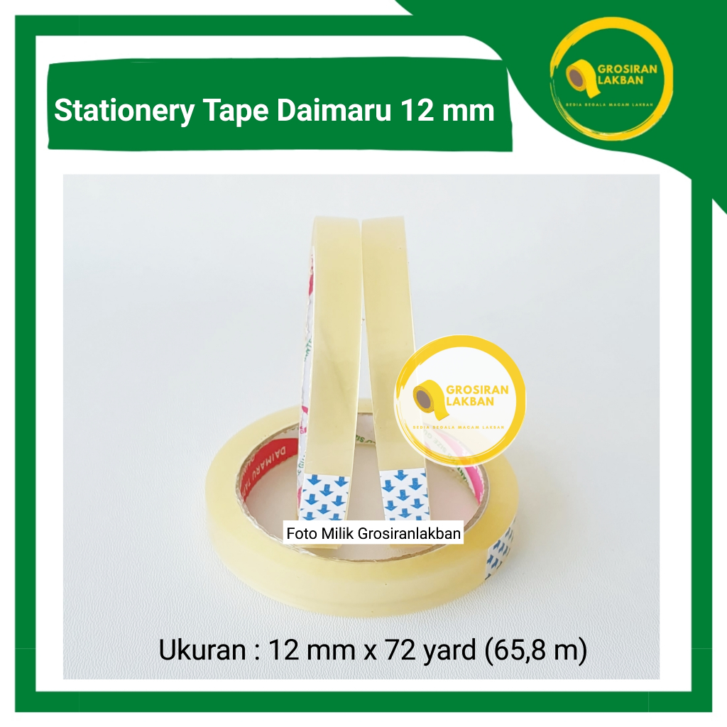

Stationery Tape 12mm x 72y Isolasi Transparan Daimaru 1/2 Inch Selotip Kecil Bening