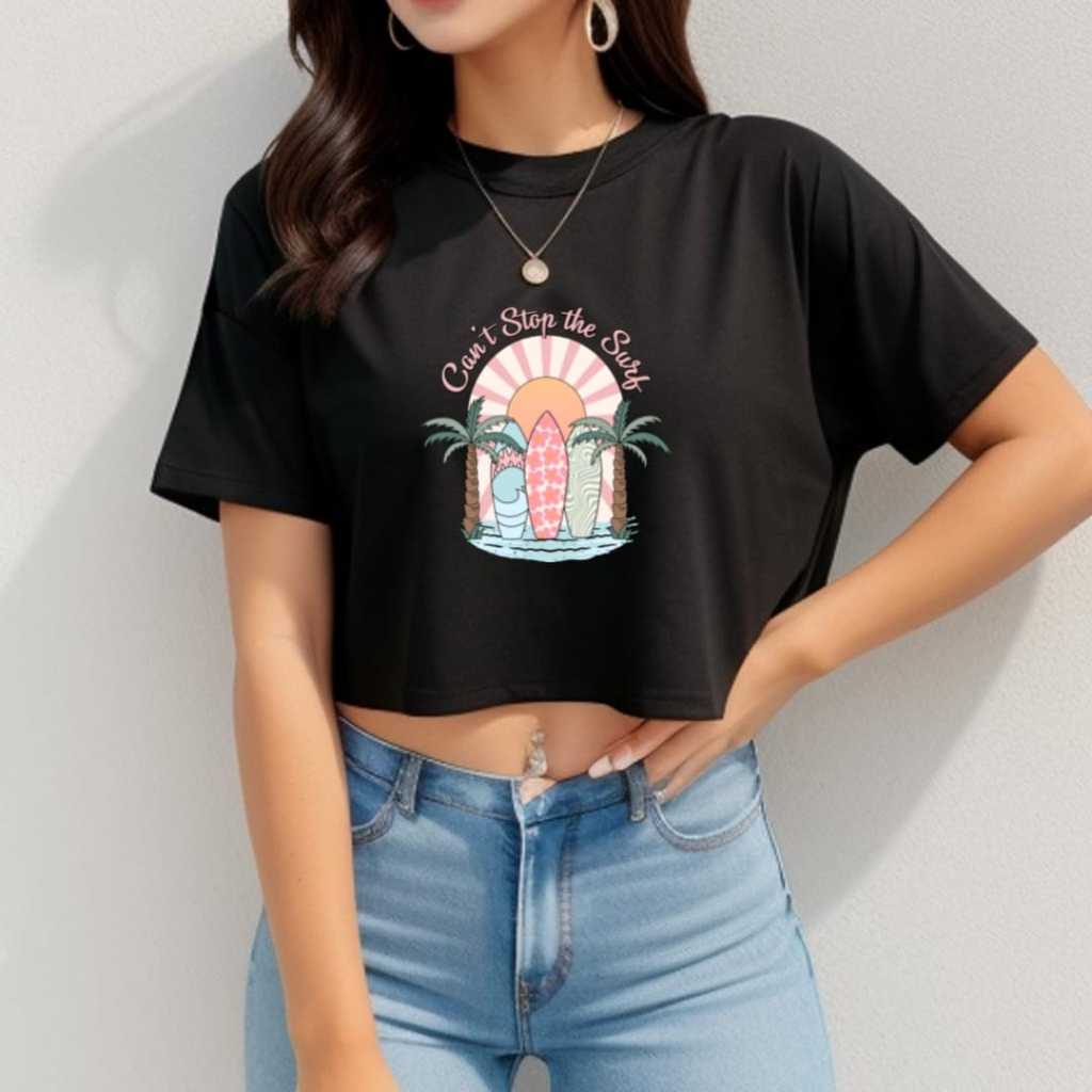 KAOS CROP TEE PAKAIAN WANITA CROP TOP FIT L ATASAN CEWEK ABG REMAJA DEWASA ALA KOREA STYLE KOREAN TE