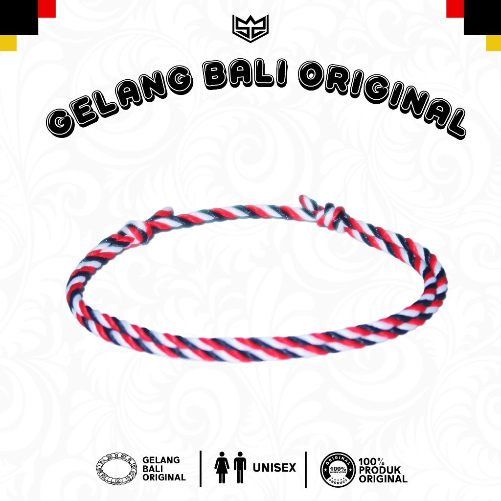 Gelang Tridatu Khas Bali Original - Gelang Asli Bali Merah Putih Hitam