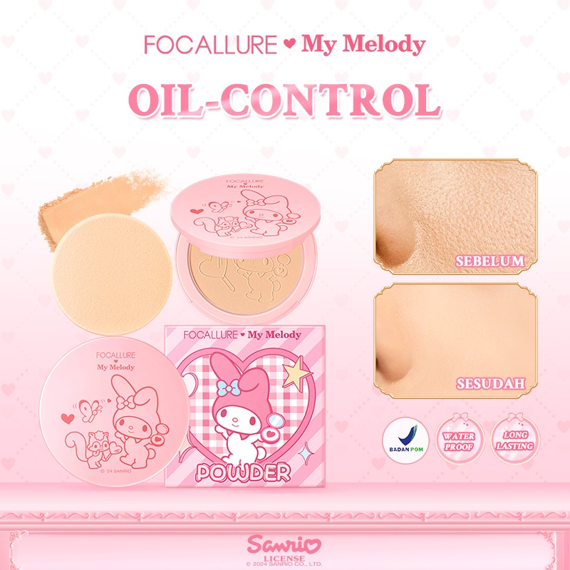 [WAREHOUSE SALE] FOCALLURE X Sanrio Pressed Powder Oil-control Matte #DressUpSlay