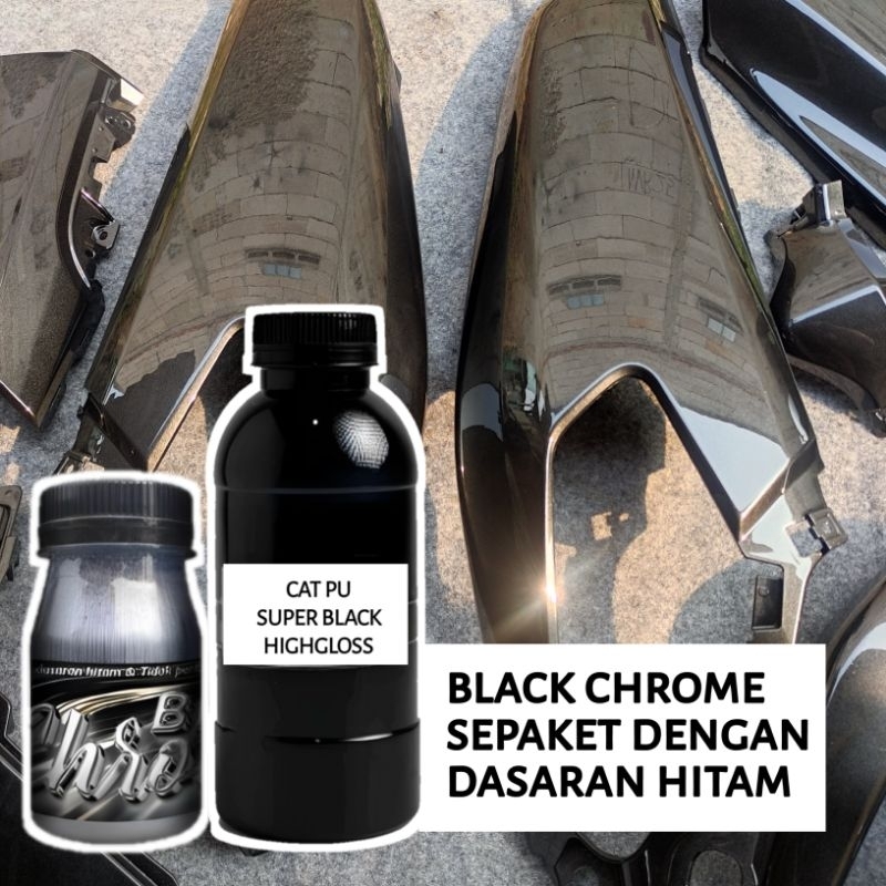 cat PU black chrome sepaket dengan dasaran hitam(TERMURAH)