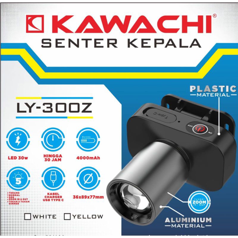 LY-300Z / LY-302Z KAWACHI Senter kepala zoom in & out 30watt waterproof LY-300Z
