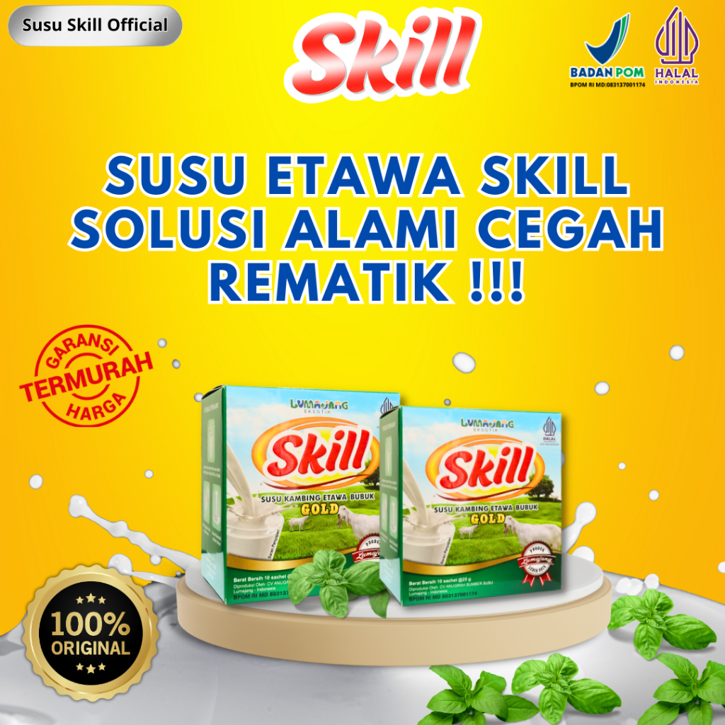 

Susu Etawa Skill - Susu Kambing Etawa Original Solusi Rematik Tulang dan Sendi 1 Box isi 10 Sachet