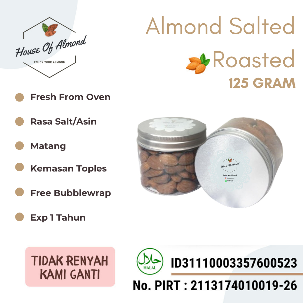 

Kacang Almond Salted Roasted (Panggang) Toples 125gram