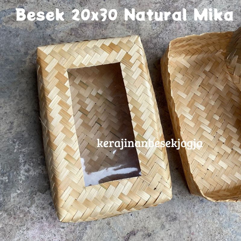 

BESEK 20X30 NATURAL TUTUP MIKA | besek panjang besek hampers parsel besek nasi besek kue besek makanan