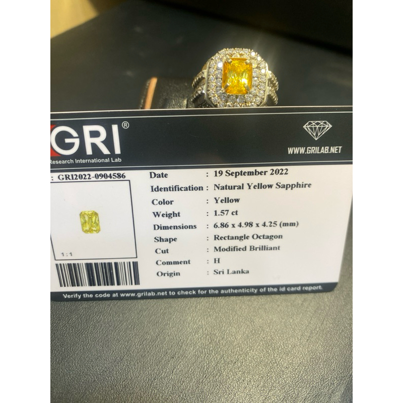 Ring Silver 925 + Batu yellow sapphire 1.57carat Heated (harga nego)